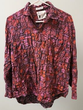Goouch! Men's Long-Sleeve Printed Button-Down Shirt - Pink/Orange Multicolored